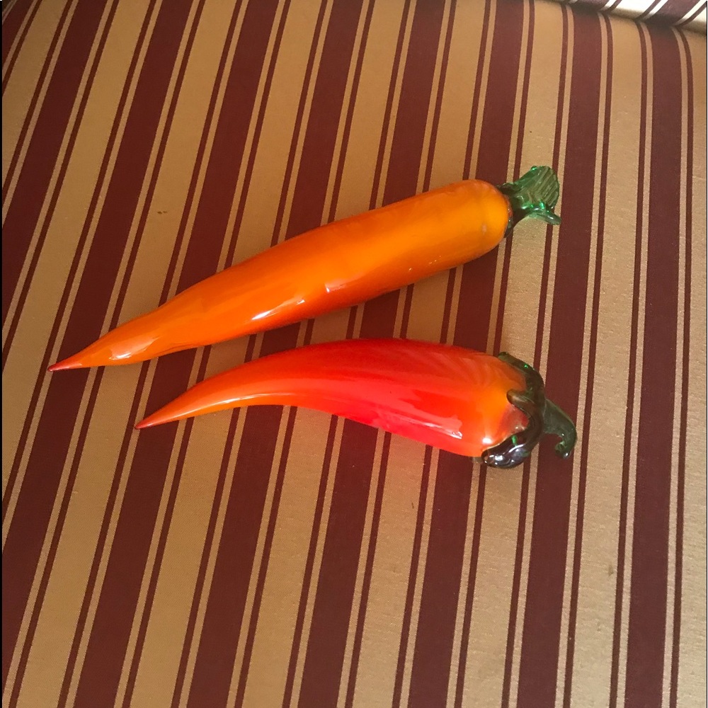 Two GLASS decorative VEGETABLES 8.5" &7"